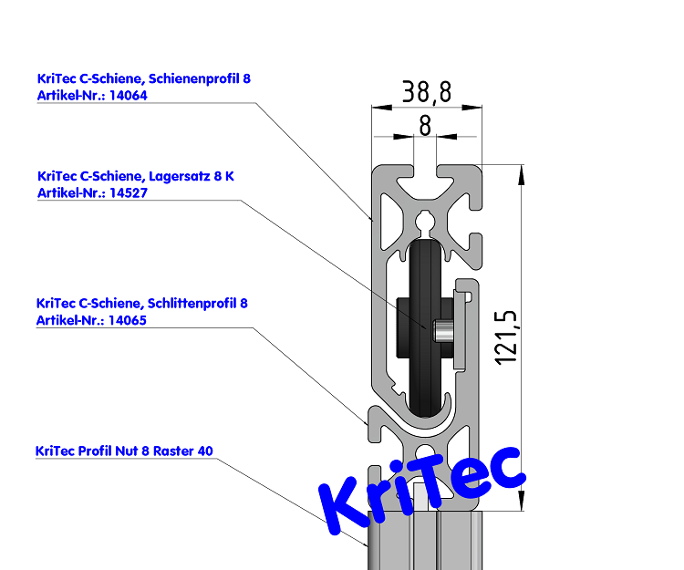 KriTec C-Schiene, Lagersatz 8 K