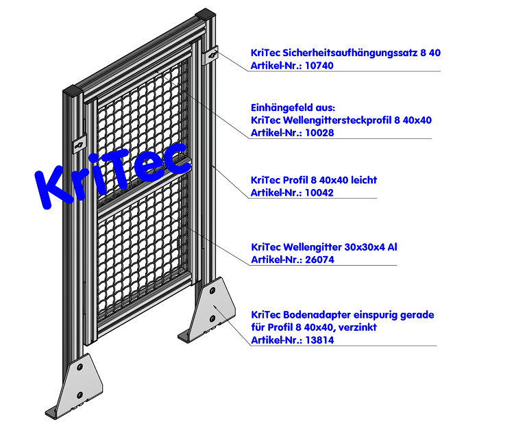 KriTec Bodenadapter einspurig gerade für Profil 8 40x40, verzinkt