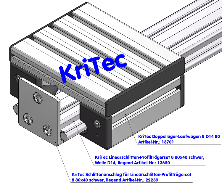 KriTec Doppellager-Laufwagen 8 D14 80