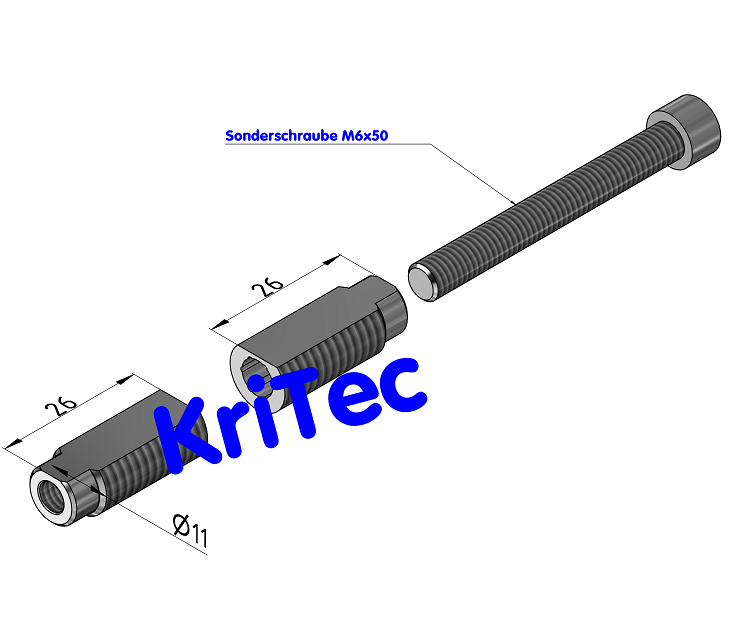KriTec Stoßverbinder 8 Raster 30 für Profile mit Quadratlochung