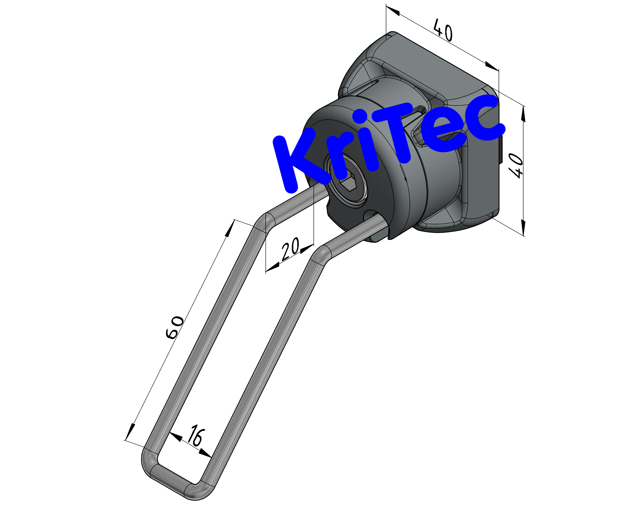KriTec Haken 8 60x20 Raster 40, grau ähnlich RAL 7042