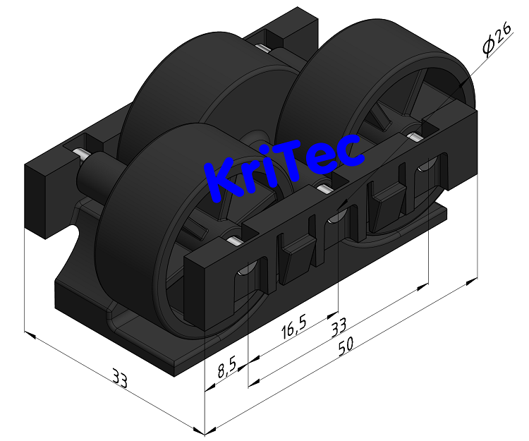 KriTec Rollenelement D28 mit Rolle H26, schwarz