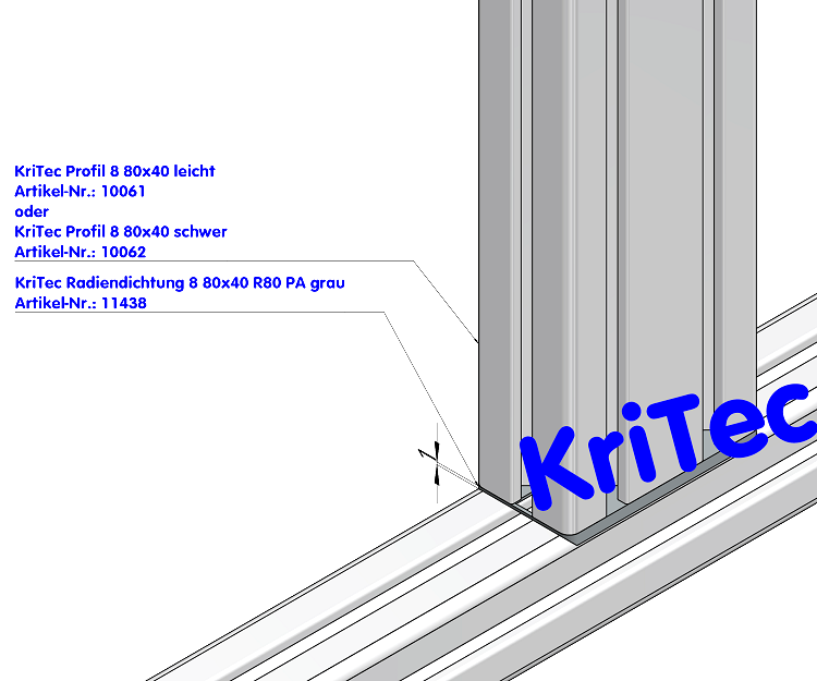 KriTec Radiendichtung 8 80x40 R80 PA grau