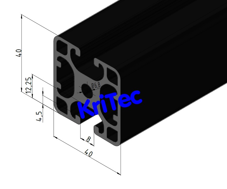 KriTec Profil 8 40x40 2N 180° leicht schwarz