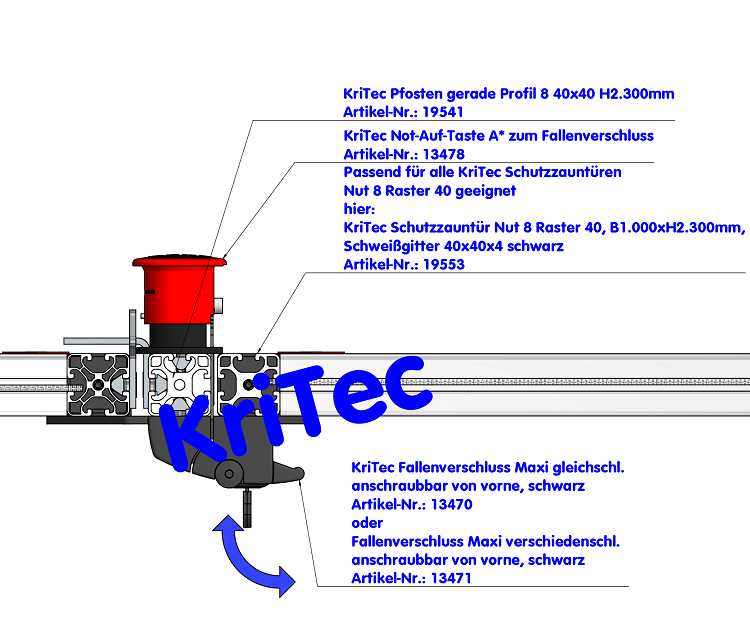 KriTec Pfosten gerade Profil 8 40x40 H2.300mm