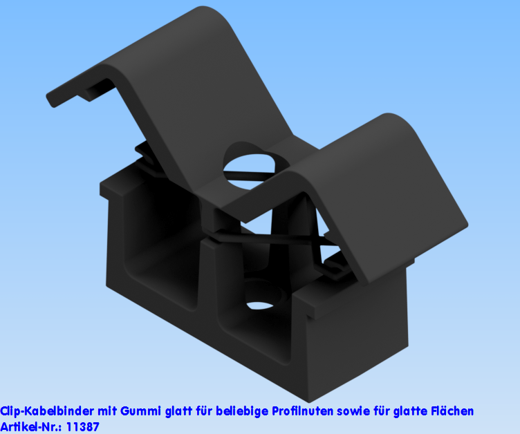 KriTec Clip-Kabelbinder mit Gummi, glatt für beliebige Profilnuten sowie für glatte Flächen