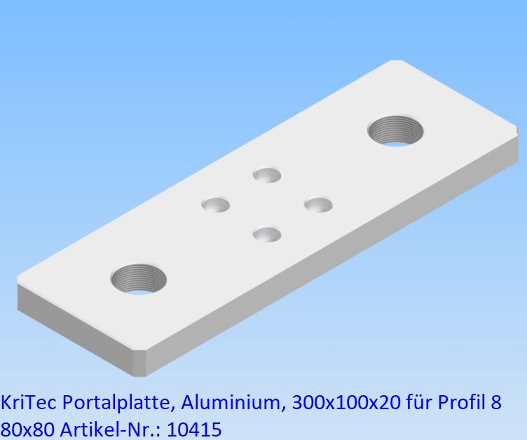 KriTec Portalplatte, Aluminium, 300x100x20 für Profil 8 80x80