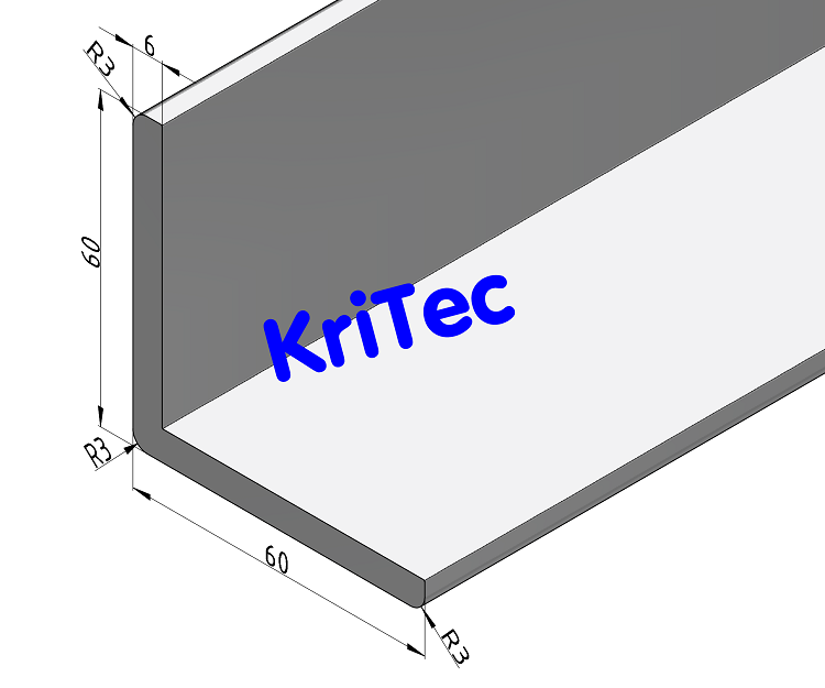 KriTec Profil M W 60x60x6 E, natur