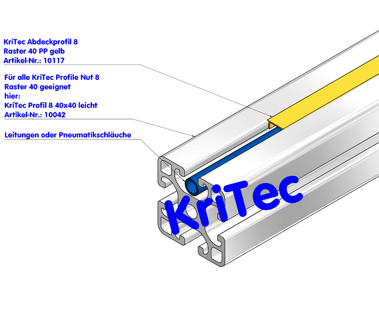 KriTec Abdeckprofil 8 Raster 40 PP gelb