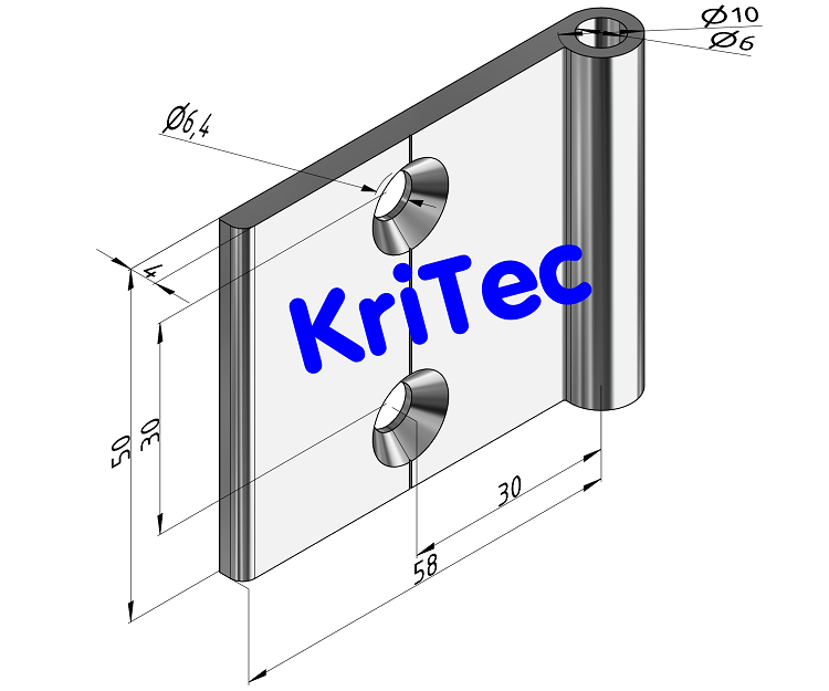KriTec Scharnierhälfte 12 60 halbinnenliegend, eloxiert