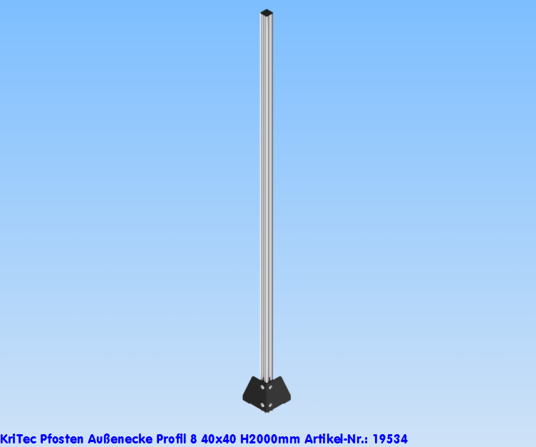 KriTec Pfosten Außenecke Profil 8 40x40 H2.000mm