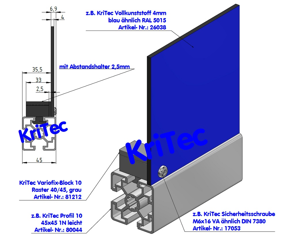 KriTec Variofix-Block 10 Raster 40/45, grau
