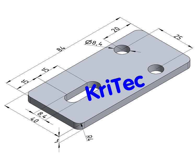 KriTec Vario-Lasche 8 84x40x4 St weißaluminium ähnl. RAL 9006