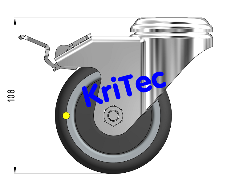 KriTec Lenkrolle D80 TPU schwarz ESD mit Doppelfestbremse