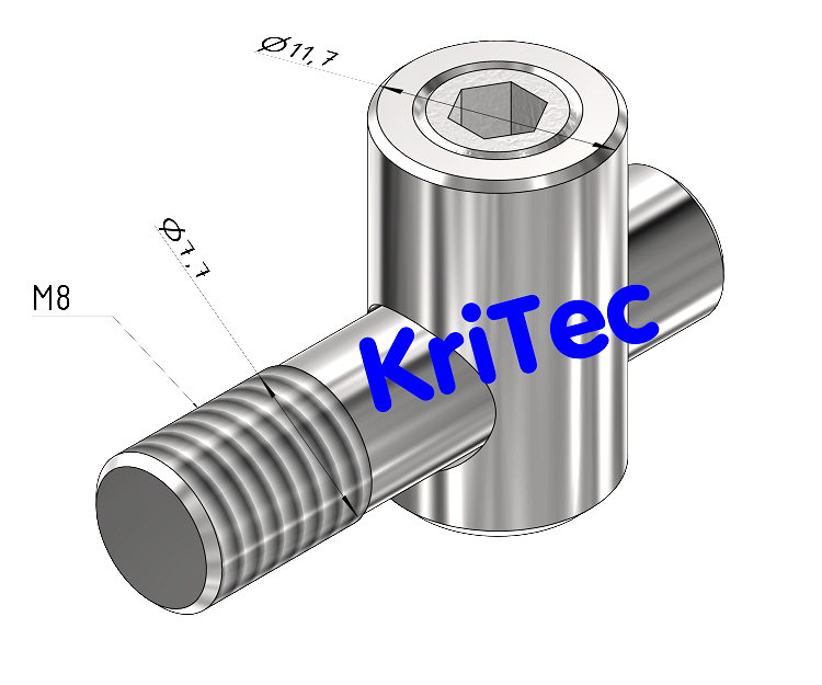 KriTec Stoßverbinder 8 ohne Nase für geschlossene Profile 8 Raster 40