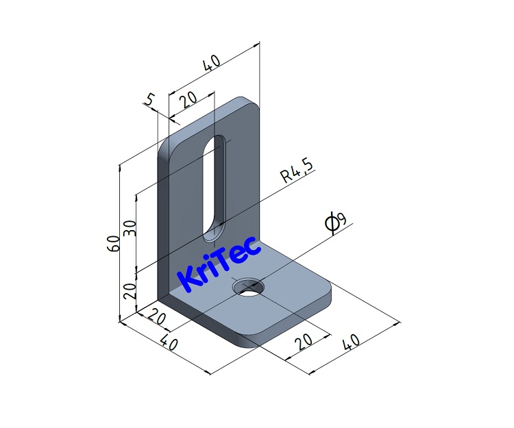 KriTec Stahlwinkel 10 80x40x40x5 schwer mit Langloch, verzinkt