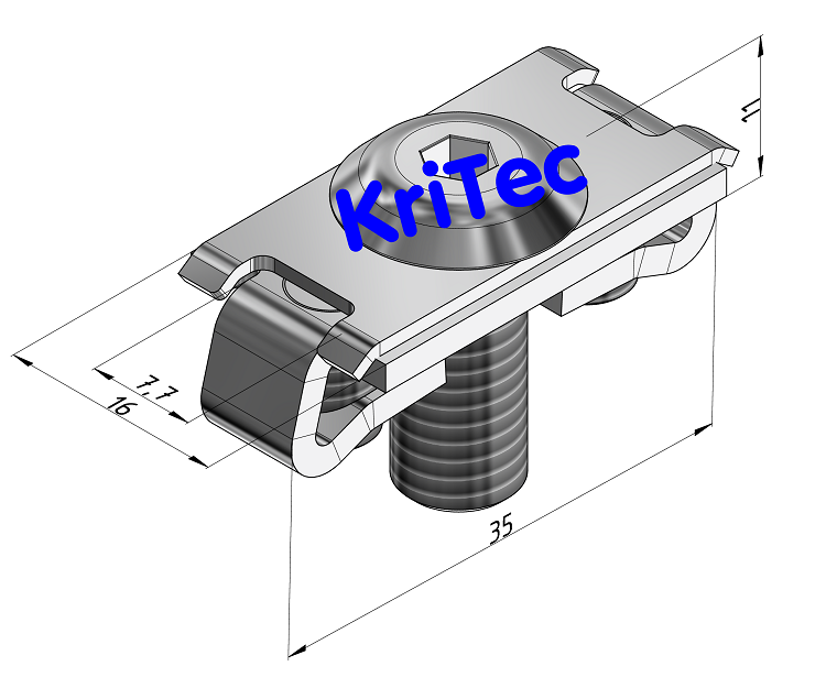 KriTec Turbo-Standardverbindungssatz 8 Raster 40 ohne Bohrung einsetzbar