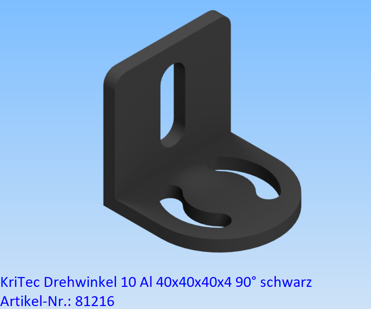 KriTec Drehwinkel 10 Al 40x40x40x4 90° schwarz