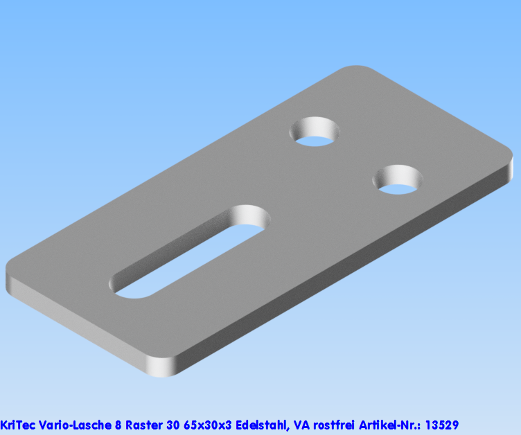 KriTec Vario-Lasche 8 Raster 30 65x30x3 Edelstahl, VA rostfrei