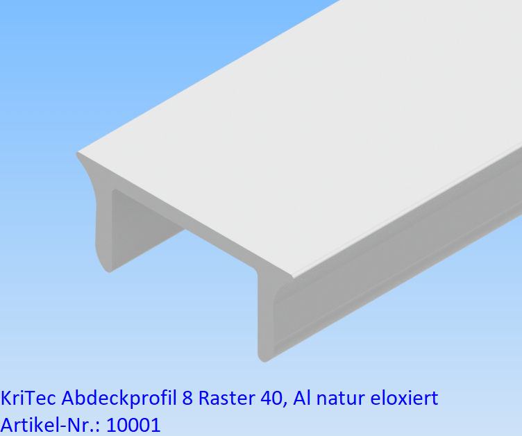 KriTec Abdeckprofil 8 Raster 40, Al natur eloxiert