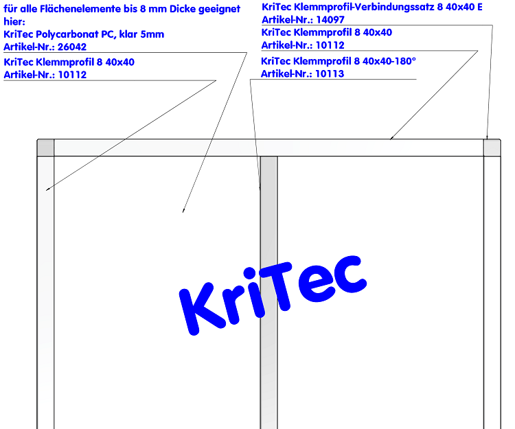 KriTec Klemmprofil 8 40x40-180°