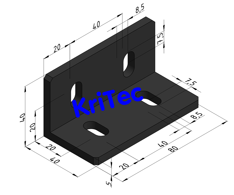 KriTec Stahlwinkel 8 40x40x80x5 mit Langlöchern