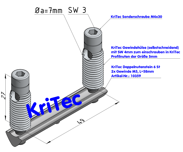 KriTec Automatik-Verbindungssatz 6 60, verzinkt