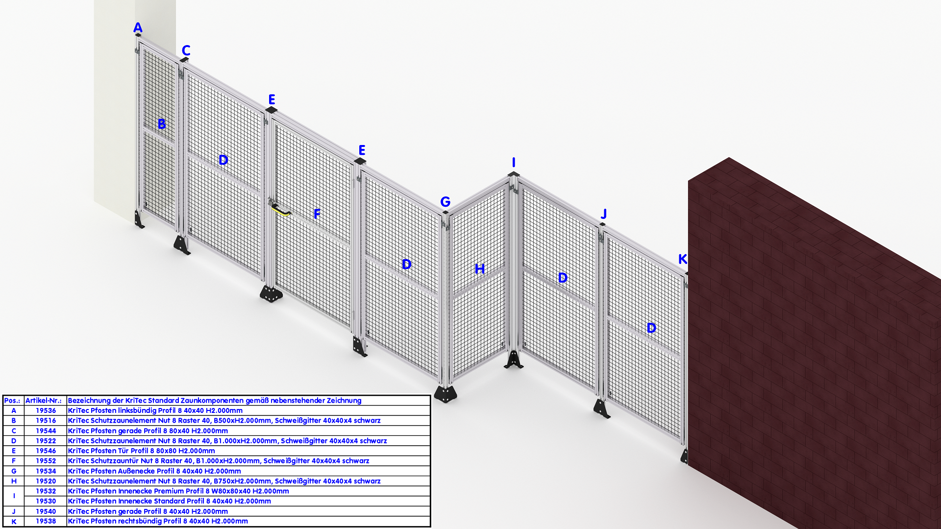 KriTec Schutzzauntüren Nut 8 Raster 40 mit Schweißgitter