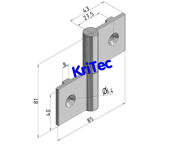 KriTec Scharnier 8 Al mit Steg Standard