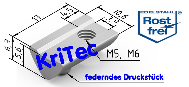KriTec Nutensteine 6 Raster 30 ohne Steg VA, rostfrei