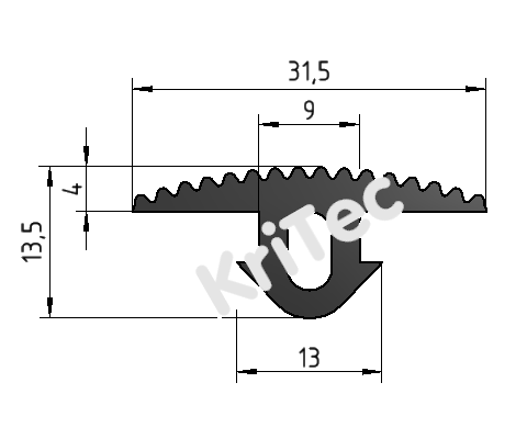 KriTec Abdeckprofil 8 Raster 40, 32x4 NBR schwarz