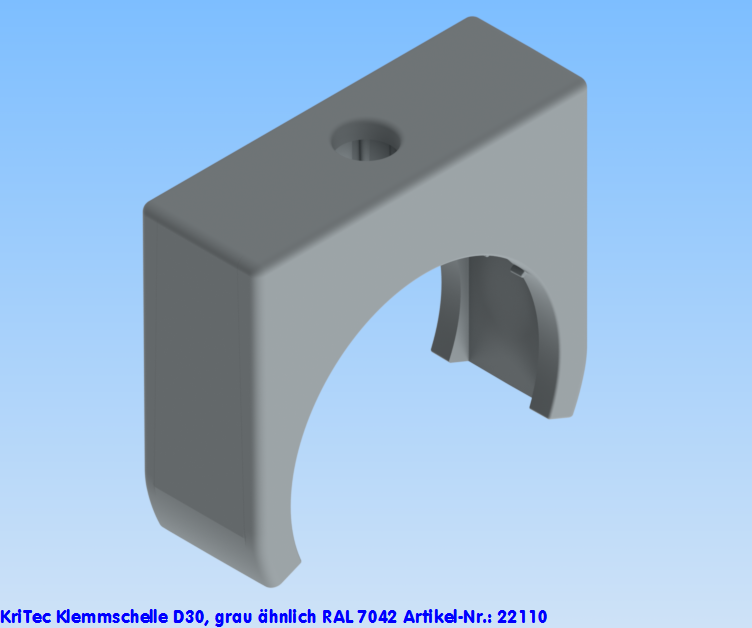 KriTec Klemmschelle D30, grau ähnlich RAL 7042