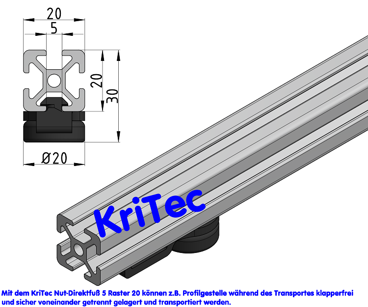KriTec Nut-Direktfuß 5 Raster 20