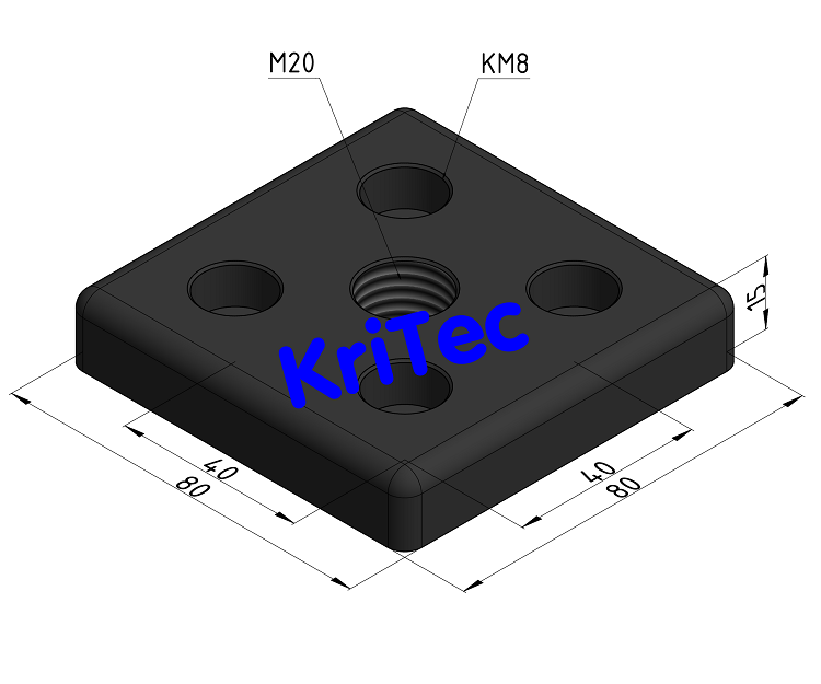 KriTec Transport- und Fußplatte 8 Zn 80x80x15 M20