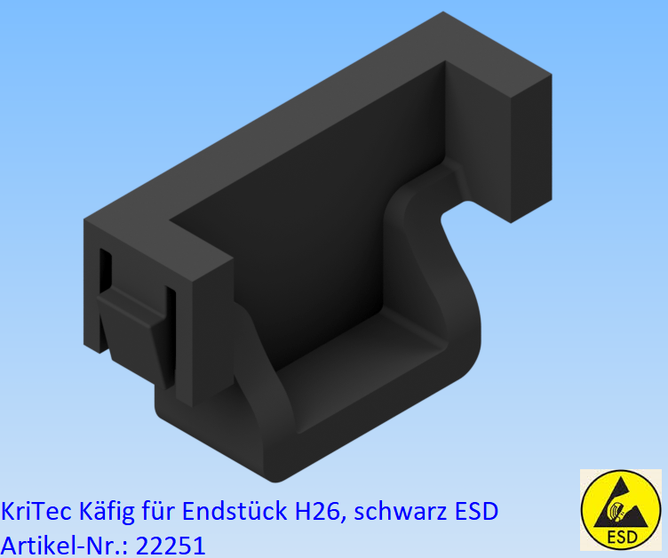 KriTec Endstück für Rollenelement D28 H26, schwarz ESD