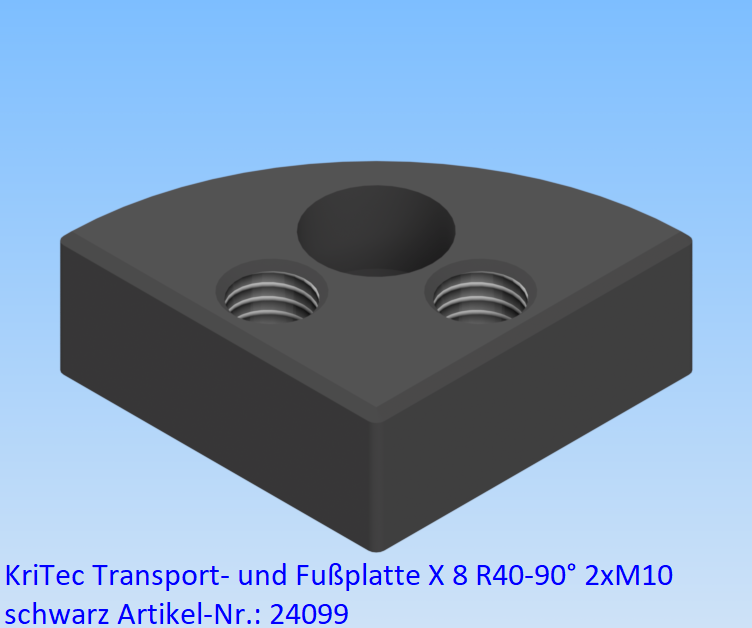 KriTec Transport- und Fußplatte X 8 R40-90° 2xM10 schwarz