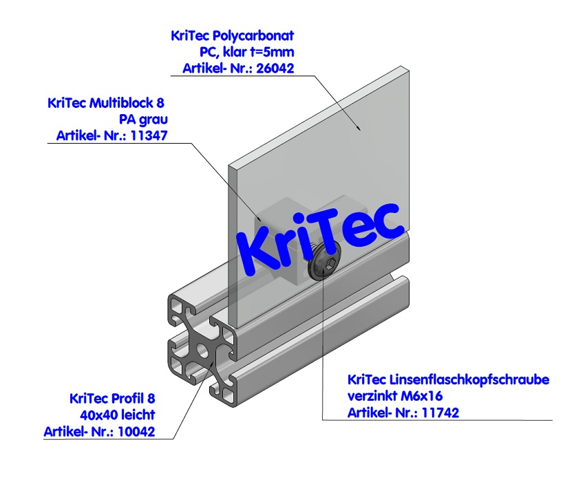 KriTec Multiblock 8 Raster 40 PA, grau