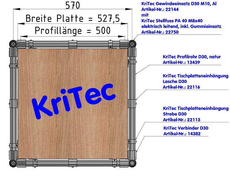 KriTec Profilrohr D30, natur