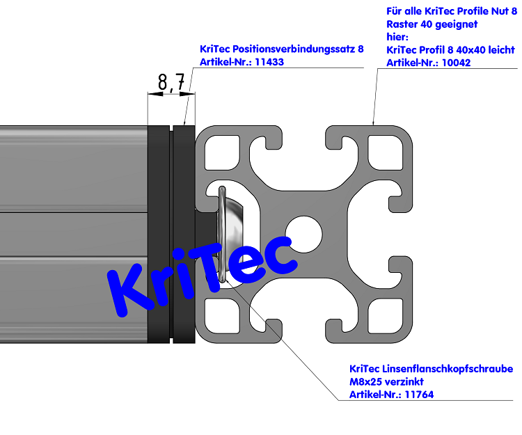KriTec Positionsverbindungssatz 8 Raster 40
