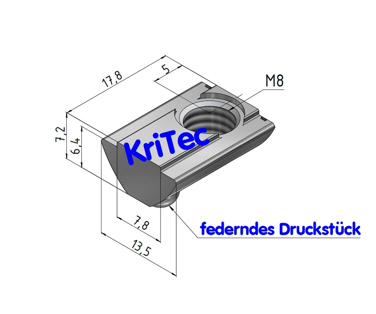 KriTec Nutenstein 8 St mit Steg, kurz, mit Potentialausgleich