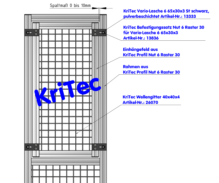 KriTec Vario-Lasche 6 65x30x3 St schwarz, pulverbeschichtet