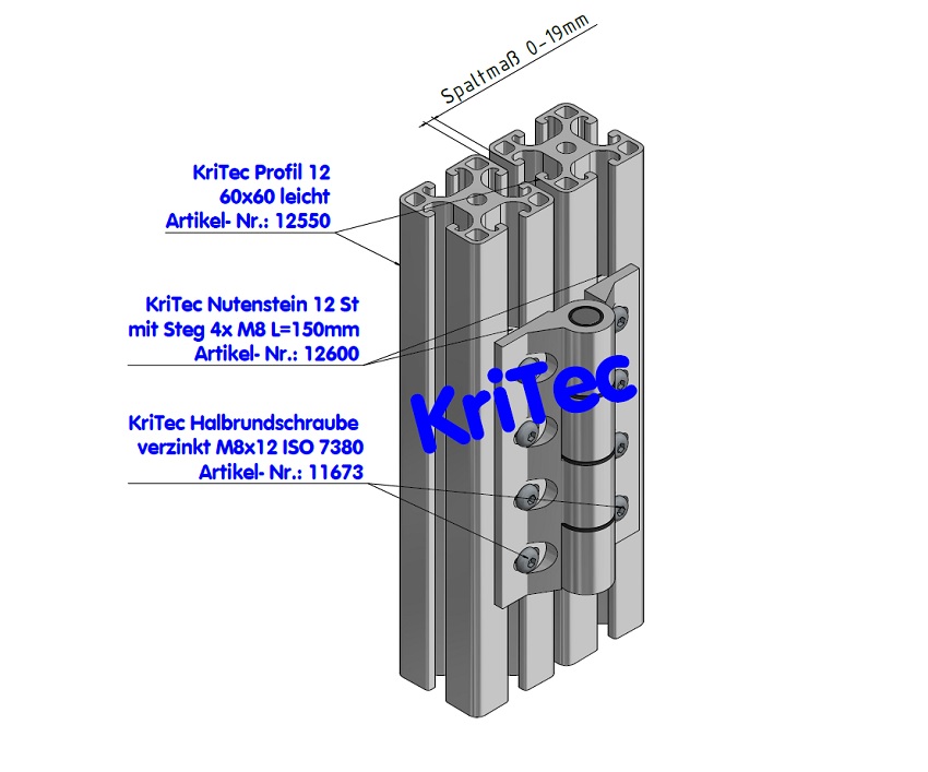KriTec Scharnier 12 Raster 60 Mammut