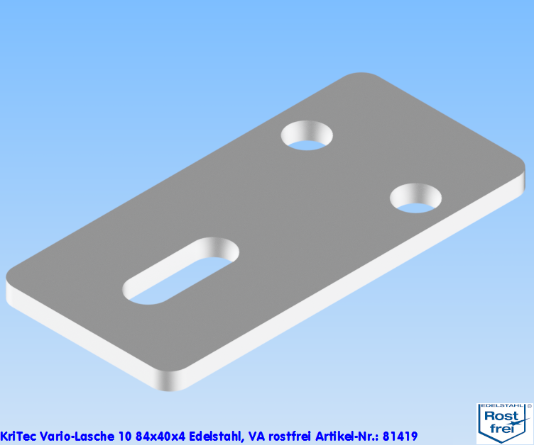 KriTec Vario-Lasche 10 Raster 40 84x40x4 Edelstahl, VA rostfrei