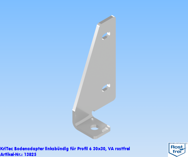 KriTec Bodenadapter linksbündig für Profil 6 30x30, VA rostfrei
