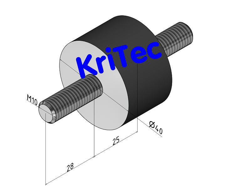 KriTec Gummipuffer Ø40x25 mit Außengewinde beidseitig M10x28