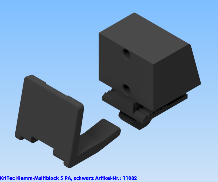 KriTec Klemm-Multiblock 5 Raster 20 PA, schwarz
