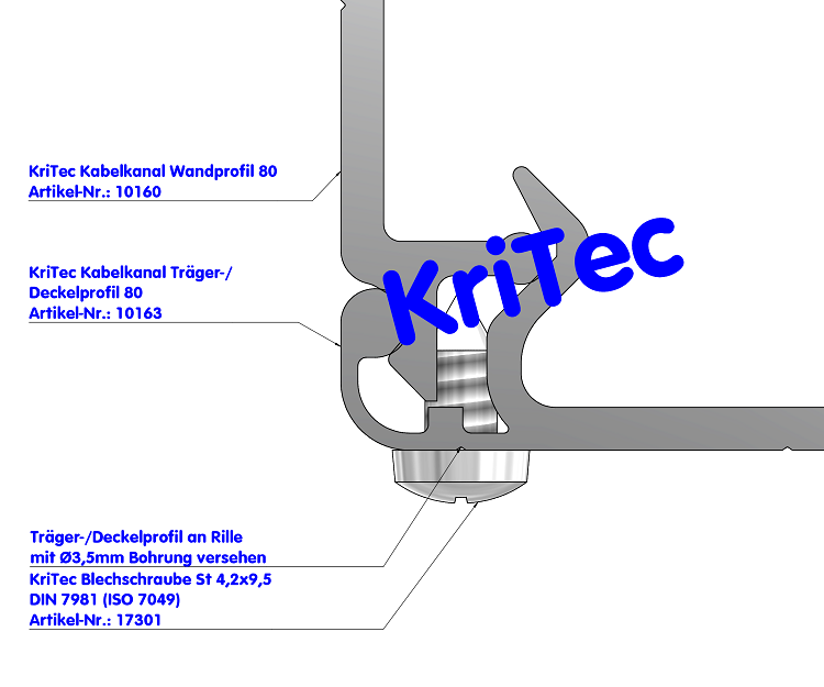 KriTec Kabelkanal-Träger/Deckelprofil 80