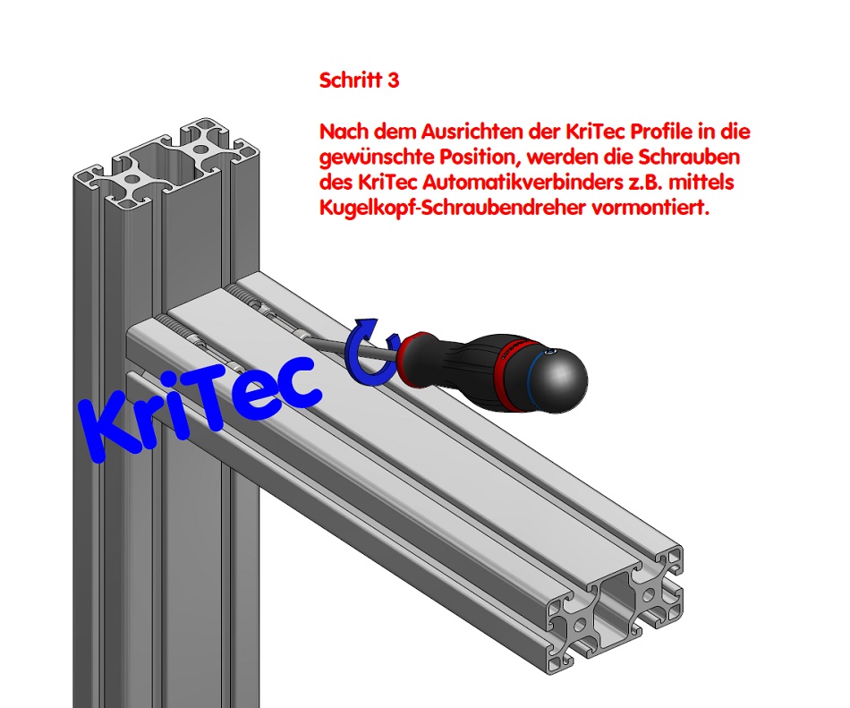 KriTec Automatik-Verbindungssatz 8 Raster 40 mit Nutenstein glatt