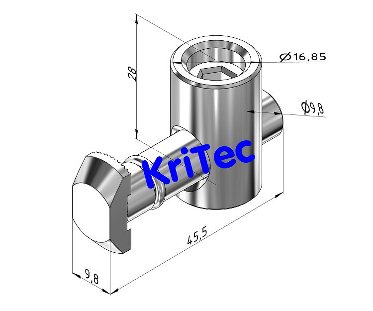 KriTec Zentralverbinder 10-0° (Schnellspannverbinder 0°)