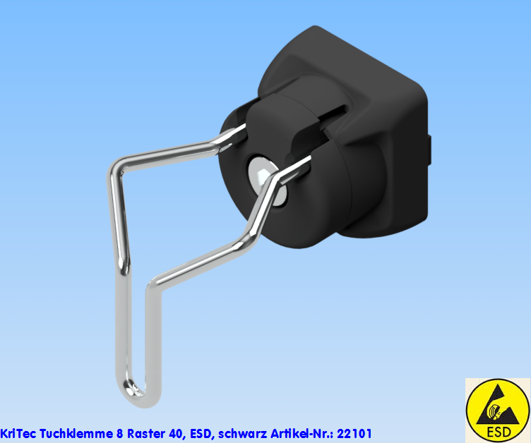 KriTec Tuchklemme 8 Raster 40, ESD, schwarz